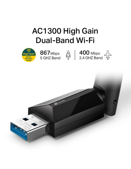 Archer T3U Plus WLAN 867Mbps on the 5GHz band or 400Mbps on the 2.4GHz band Archer T3U Plus WLAN 867Mbps on the 5GHz band or 400Mbps on the 2.4GHz band
