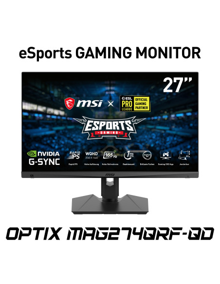 27" Optix MAG274QRFDE-QD WQHD rapid-IPS 165Hz 1ms Pivot/HAS/Tilt USB-C G-SYNC eSports