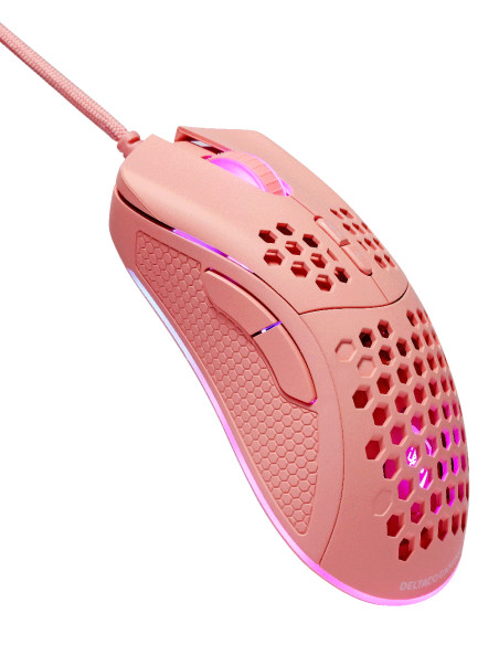 GAMING PM75 Ultralight Gaming Mouse, 6400 DPI, RGB, Rubber coated side grips, Pink GAMING PM75 Ultralight Gaming Mouse, 6400 DPI, RGB, Rubber coated side grips, Pink