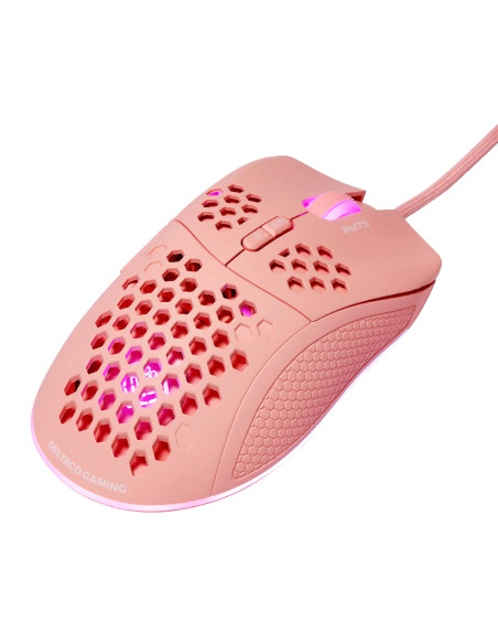 GAMING PM75 Ultralight Gaming Mouse, 6400 DPI, RGB, Rubber coated side grips, Pink GAMING PM75 Ultralight Gaming Mouse, 6400 DPI, RGB, Rubber coated side grips, Pink