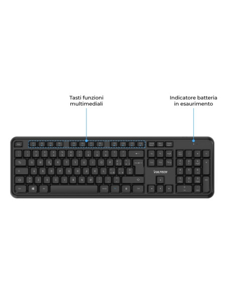 Serie Ufficio Kit Mouse e Tastiera RF Wireless + USB QWERTY Ita Black