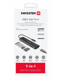 Hub USB C 7-IN-1 (USB-C 100W, HDMI 4K, 1x USB-A 3.0, 2x USB-A 2.0, SD, MICRO SD) ALUMINIUM 2