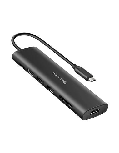 Hub USB C 7-IN-1 (USB-C 100W, HDMI 4K, 1x USB-A 3.0, 2x USB-A 2.0, SD, MICRO SD) ALUMINIUM