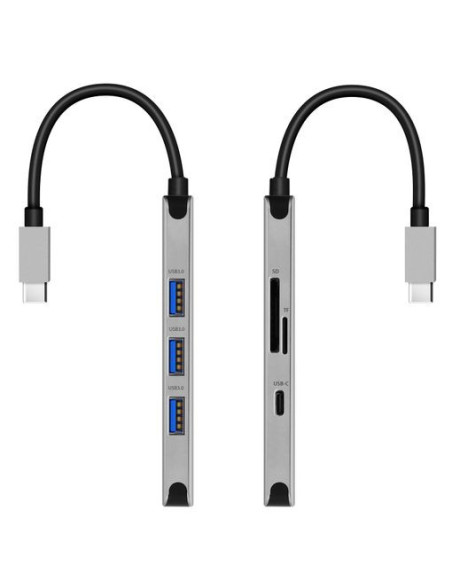 USB-C HUB 6-IN-1 (USB-C PD, 3x USB-A 3.0, SD, MICRO SD) ALUMINIUM