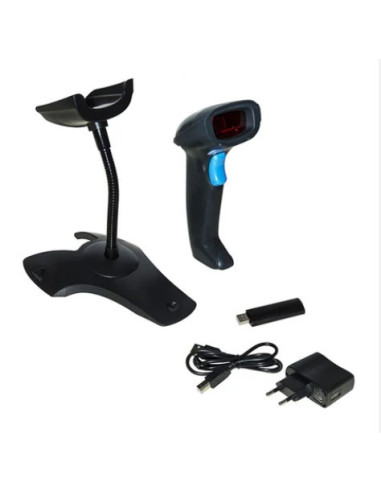 Lettore Codice a Barre Laser Wireless con Ricevitore USB e Supporto
