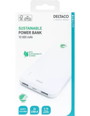 10.000mAh Power bank LiPo USB-A Bianco