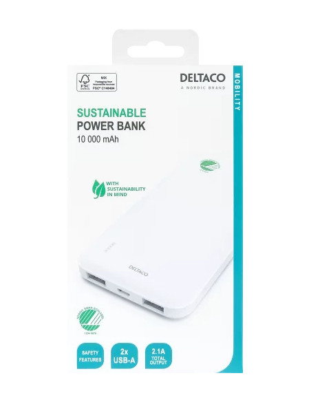 10.000mAh Power bank LiPo USB-A Bianco