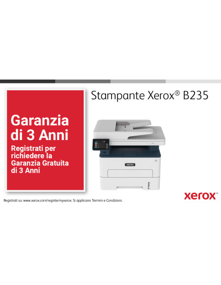 B235 A4 34ppm Wireless Duplex Copy/Print/Scan/Fax B/N Multifuzione Mobile Ready Apple AirPrint, Chromebook, Mopria, WI-FI and W