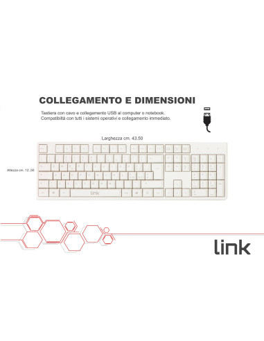 Tastiera con cavo usb colore bianco