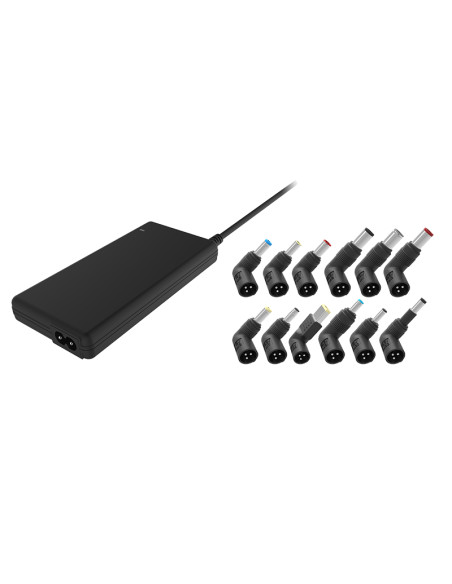 90W Alimentatore Universale per Notebook con 12 connettori 100/240V AC 15/20V DC Nero con USB Slim