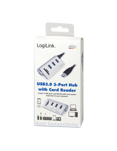 HB USB3.0 3-Port con Card Reader