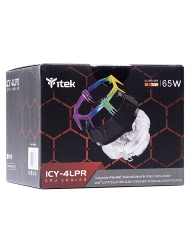 Dissipatore ad aria ICY-4LPR - Skt universale, 65W TDP, Low Profile, RGB Rainbow
