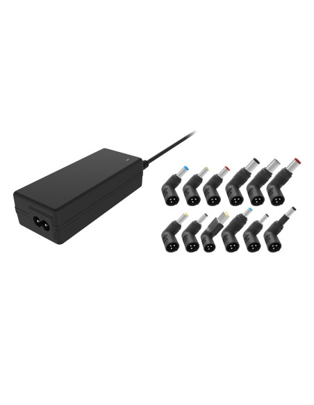 65W Alimentatore Universale per Notebook con 12 connetto 1xUSB-A(5V1A) 100/240V AC 15/20V DC Nero