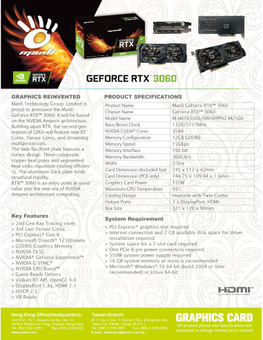 12GB GeForce RTX 3060 Twin LHR GDDR6