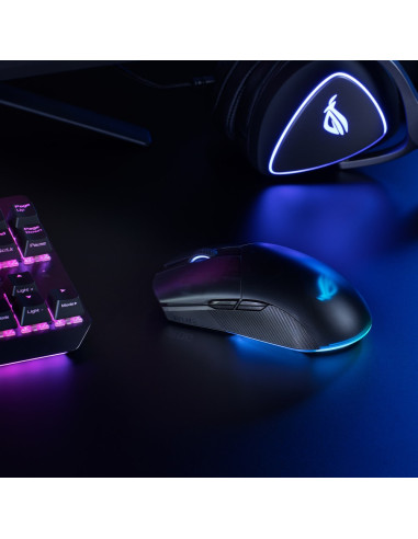 ASUS ROG PUGIO II Gaming Mouse RGB Wireless, Bluetooth, USB, ambidestro, 16.000 DPI, 7 pulsanti programmabili, pulsanti lateral