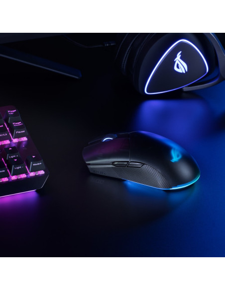 ASUS ROG PUGIO II Gaming Mouse RGB Wireless, Bluetooth, USB, ambidestro, 16.000 DPI, 7 pulsanti programmabili, pulsanti lateral