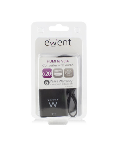 Video Cable Adapter HDMI VGA, 3.5mm Black