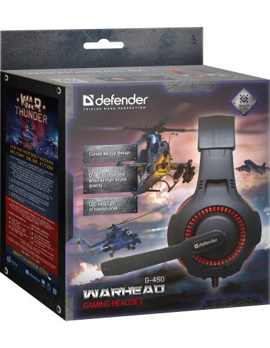WARHEAD G-450 Cuffie Gaming con Microfono Nere/Rosso LED USB