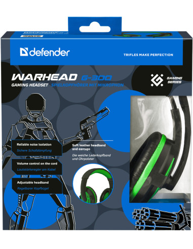 WARHEAD G-300, Cuffie con microfono, nero/verde