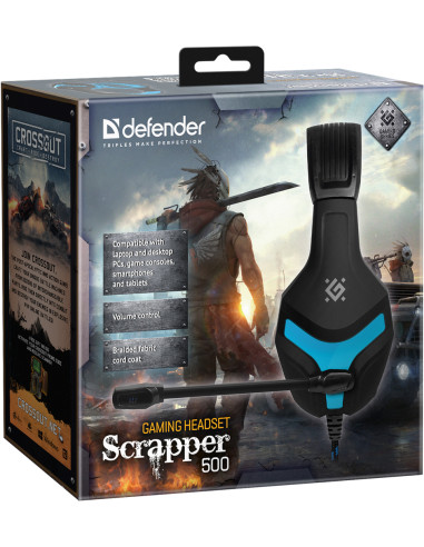 SCRAPPER 500, CUFFUIE GAMING CON MICROFONO, NERO/BLUE