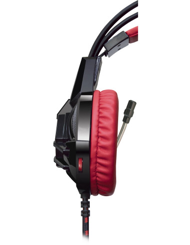 LESTER, Cuffie Gaming con Microfono, LED Rosso (2x3,5)mm-jack USB(alim)