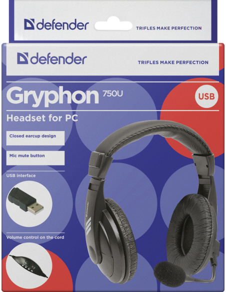 GRYPHONE 750U, CUFFIE con microfono, USB