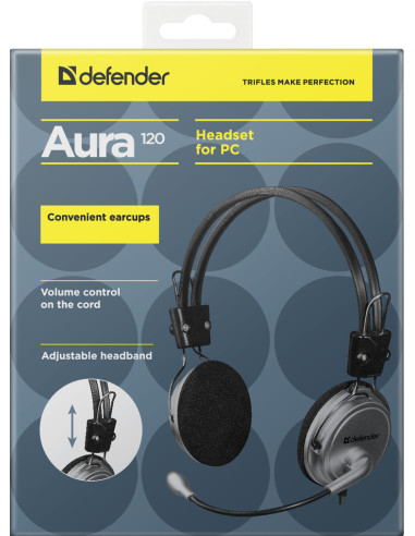 AURA 120 HEADSET CON MICROFONO, NERO/ARGENTO