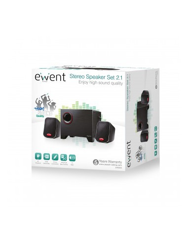 Altoparlanti 2.1 con Subwoofer, 30W, Nero/Rosso