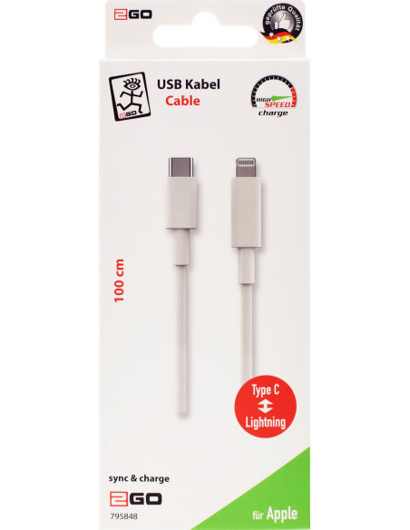 1,00 mt Cavo USB Type-C/Lightning Nero