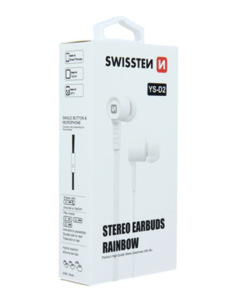 YS-D2, auricolari con microfono, white, 3.5 mm jack