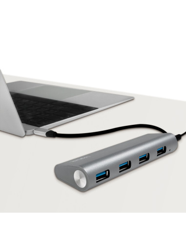 USB-C 3.1, 4-port hub, with aluminum casing