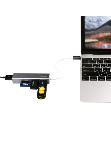 USB-C 3.0, 3-port hub con Card Reader