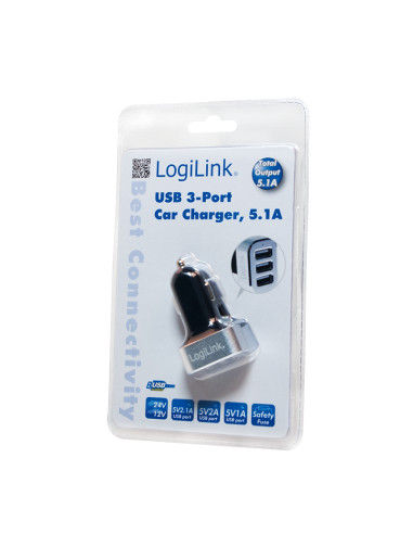 5.1A 5V 3x USB (2.1/2/1), Nero