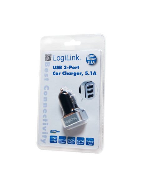 5.1A 5V 3x USB (2.1/2/1), Nero