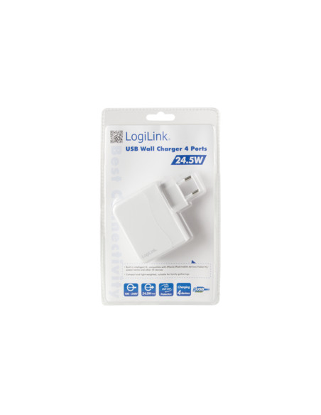 4,8A 5V 4x USB, Bianco Smartphone e Tablet