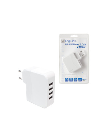 4,8A 5V 4x USB, Bianco Smartphone e Tablet