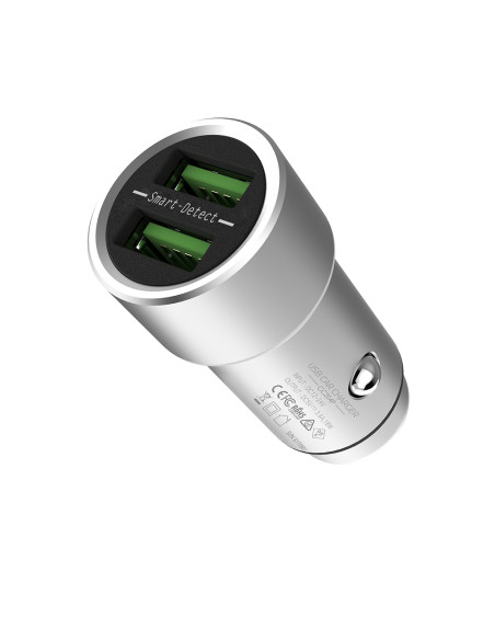 3,6A 5V 2x USB, Argento