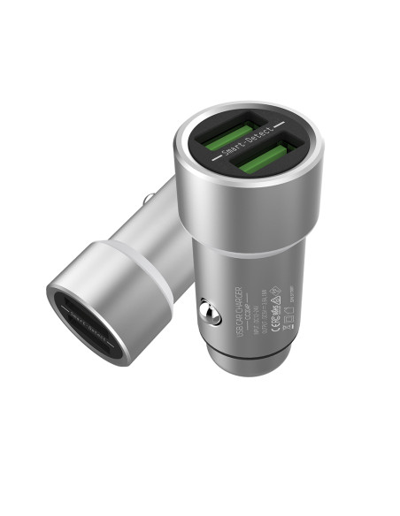 3,6A 5V 2x USB, Argento