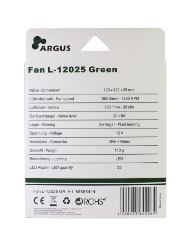 120mm ARGUS L-12025 GR verde