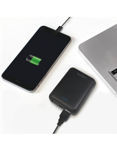 10.000 mAh, Mobile power bank, 2x USB output, black