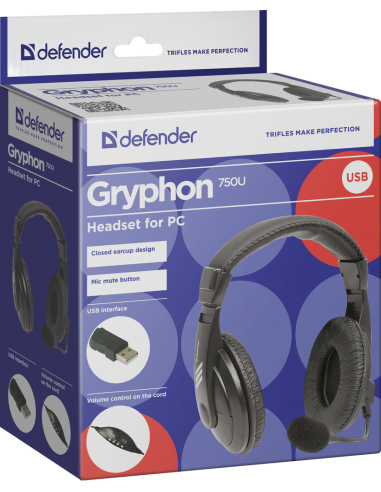 GRYPHONE 750U, CUFFIE con microfono, USB