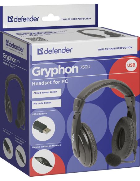 GRYPHONE 750U, CUFFIE con microfono, USB