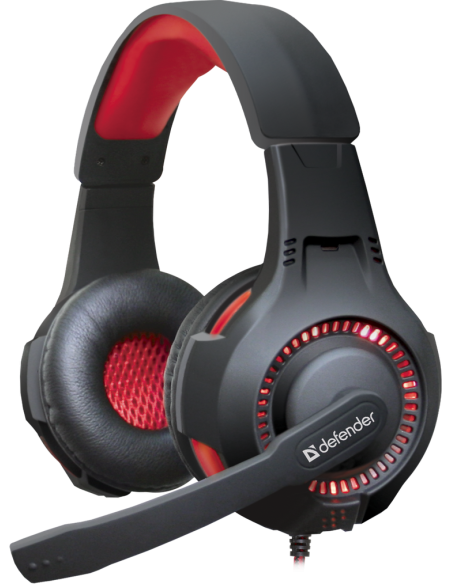 WARHEAD G-450 Cuffie Gaming con Microfono Nere/Rosso LED USB