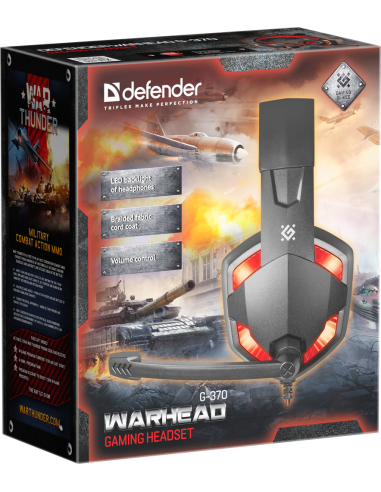 WARHEAD G-370, CUFFIE CON MICROFONO, LED ROSSO