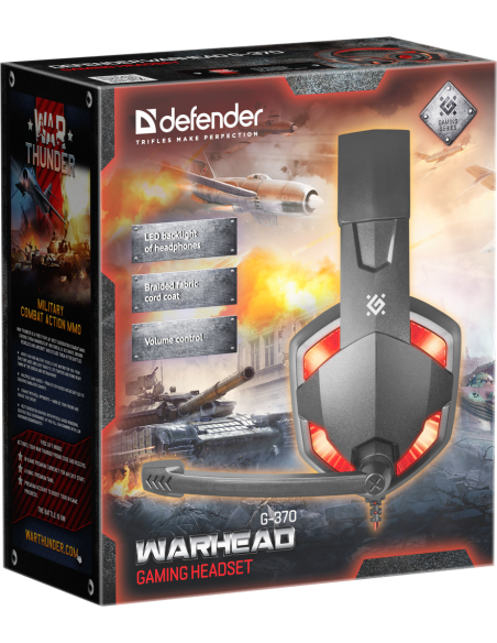 WARHEAD G-370, CUFFIE CON MICROFONO, LED ROSSO WARHEAD G-370, CUFFIE CON MICROFONO, LED ROSSO