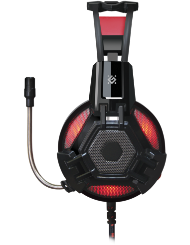 LESTER, Cuffie Gaming con Microfono, LED Rosso (2x3,5)mm-jack USB(alim)