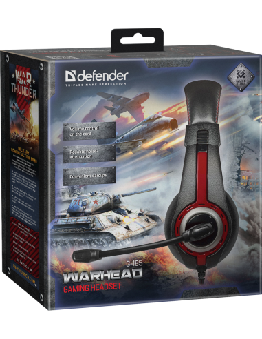 Warhead G-185, microphone, black and red, (2x3.5)mm jack