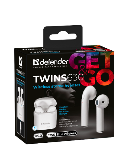 TWINS 630, AURICOLARI BLUETOOTH 5.0, BIANCO