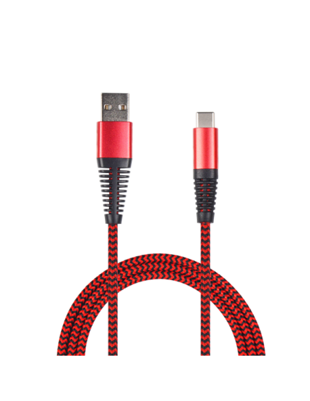 1,00 mt Cavo USB A/Type-C tessuto Rosso 1,00 mt Cavo USB A/Type-C tessuto Rosso