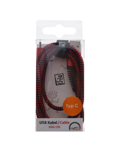 1,00 mt Cavo USB A/Type-C tessuto Rosso